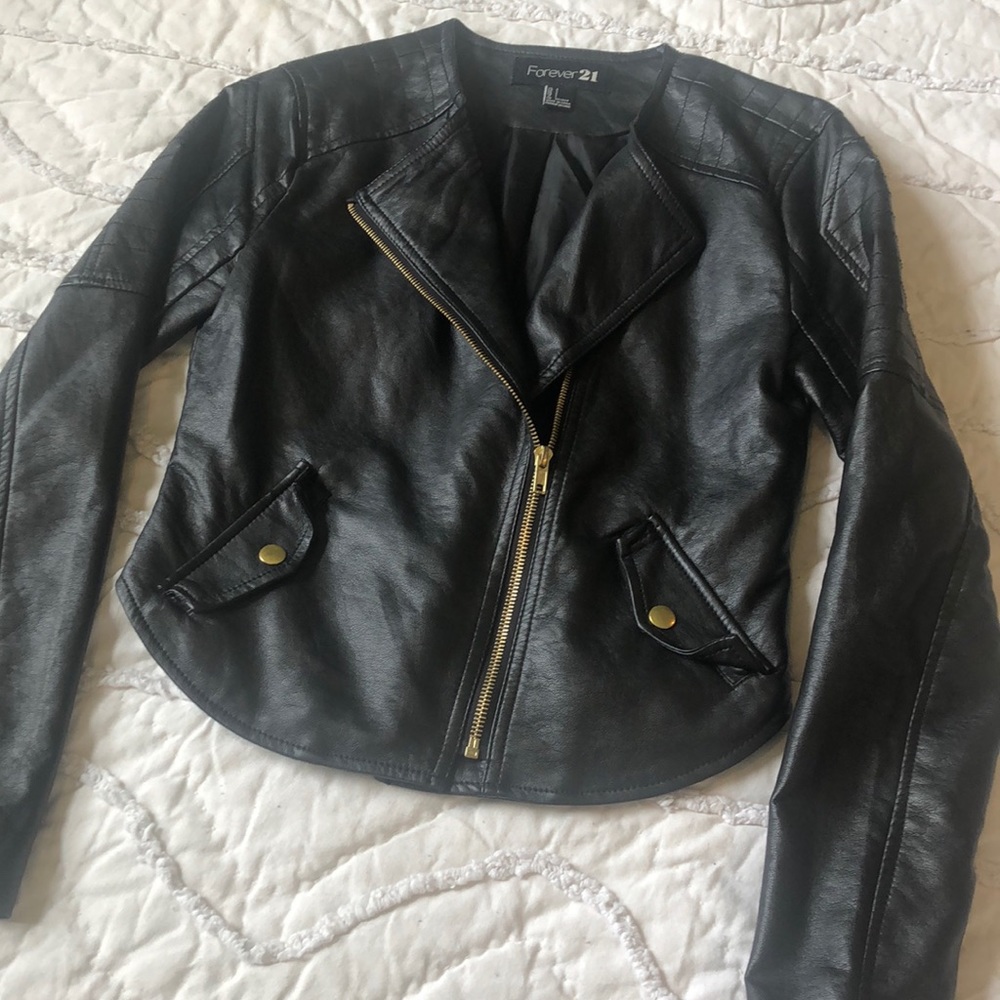 Fitted Black Faux Leather Jacket